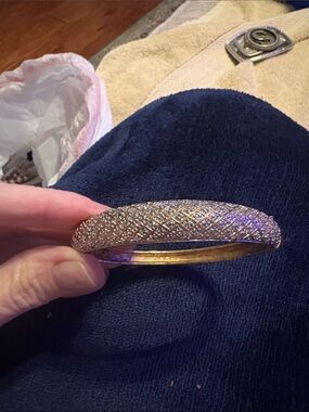 Technibond Gold-Tone Pave Crystal Lattice Bangle